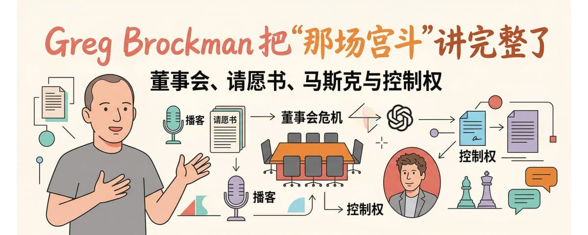 Greg Brockman（OpenAI 联合创始人）把“那场宫斗”讲完整了：董事会、请愿书、马斯克与控制权