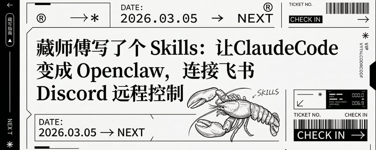 让你的 ClaudeCode 变成 Openclaw（龙虾），连接飞书、Discord 远程控制